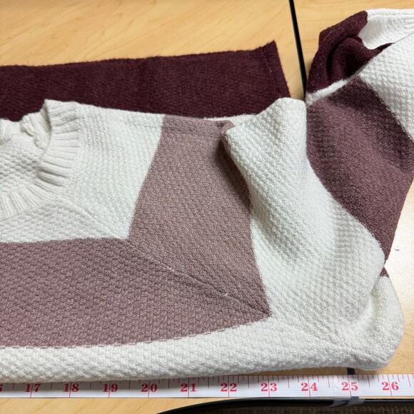 NWOT Pinque Waffle Knit Long Sleeve Color Block Stripped Cropped Sweater Size XL - Picture 8 of 10